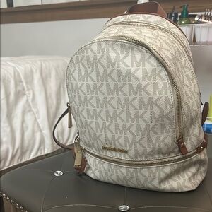 Michael Kors Beige Monogram Backpack